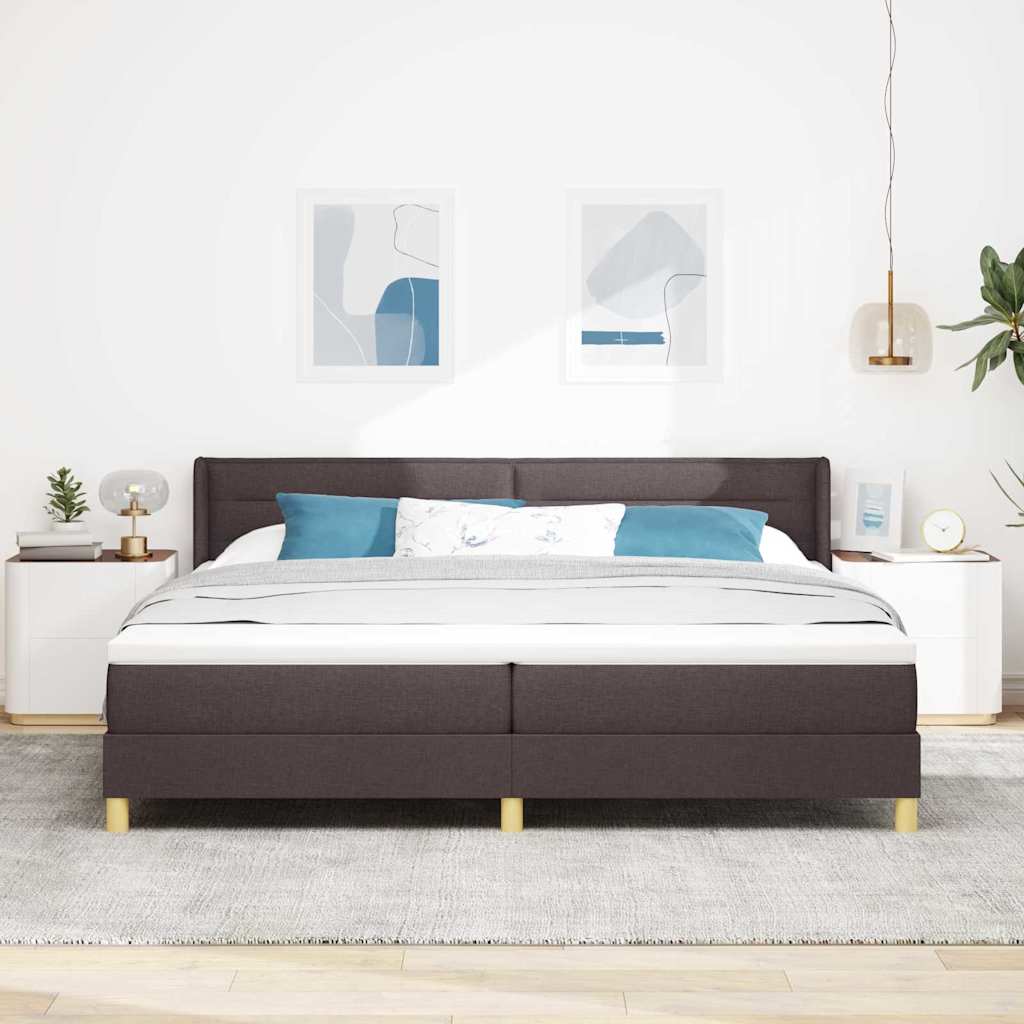 Box spring seng med madras Mørk Brun 200 x 200 cm Stof