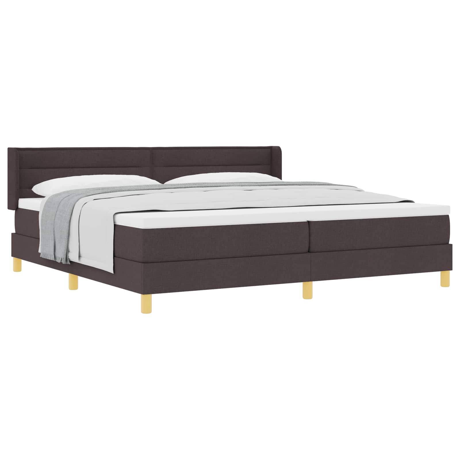 Box spring seng med madras Mørk Brun 200 x 200 cm Stof