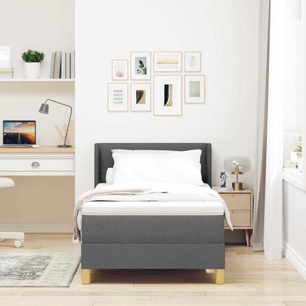 Box spring seng med hovedgærde Mørkegrå 190 x 90 cm Stof