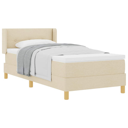Box spring seng med hovedgærde Creme 190 x 90 cm Stof