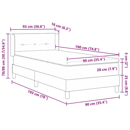 Box spring seng med hovedgærde Creme 190 x 90 cm Stof