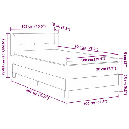 Box spring seng med hovedgærde Lysegrå 200 x 100 cm Stof