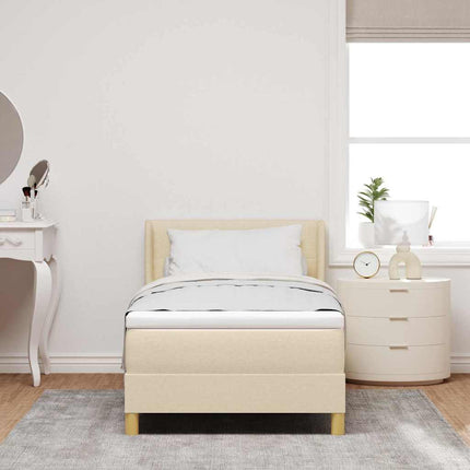 Box spring seng med hovedgærde Creme 200 x 100 cm Stof