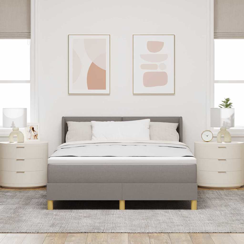 Box spring seng med madras Gråbrun 190 x 140 cm Stof