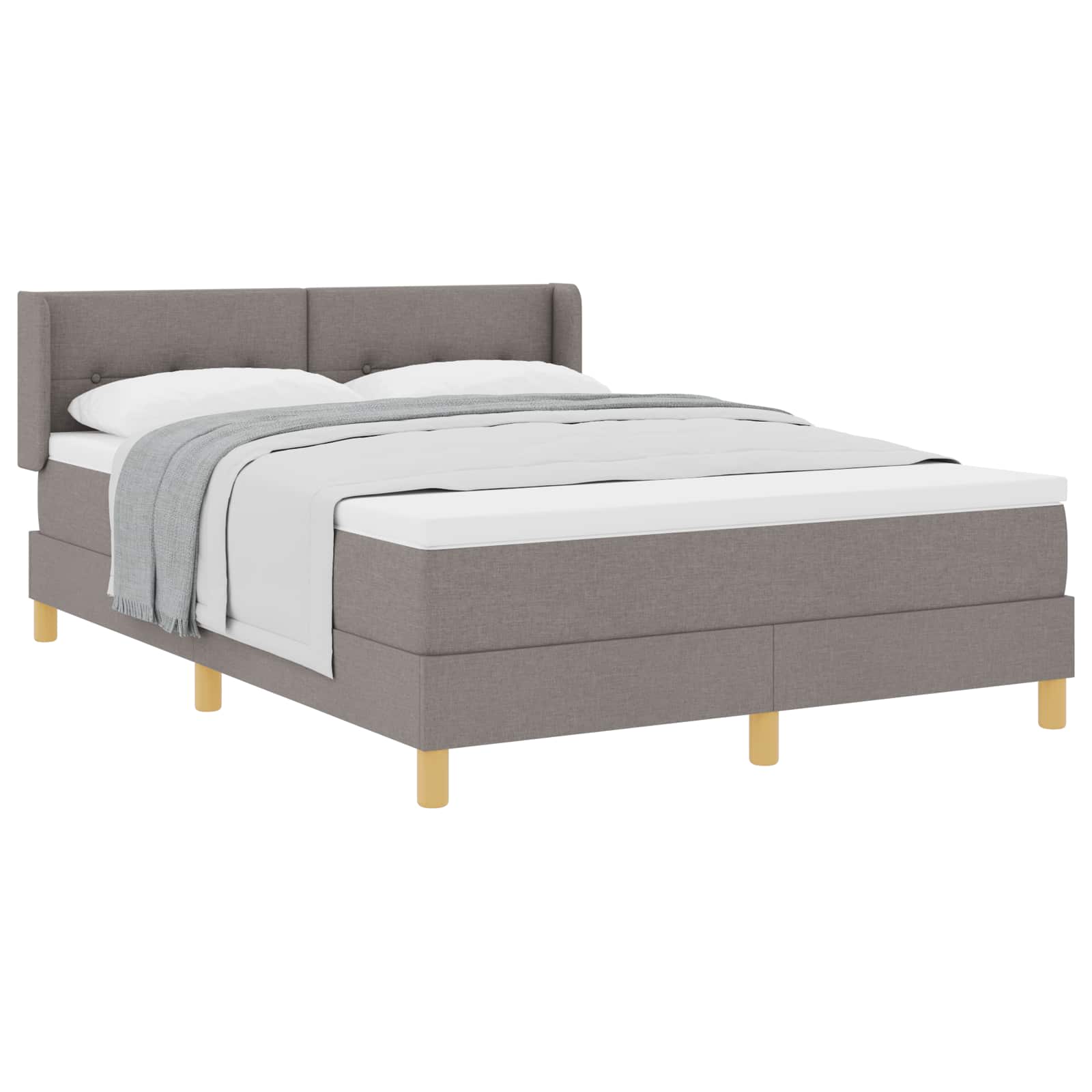 Box spring seng med madras Gråbrun 190 x 140 cm Stof