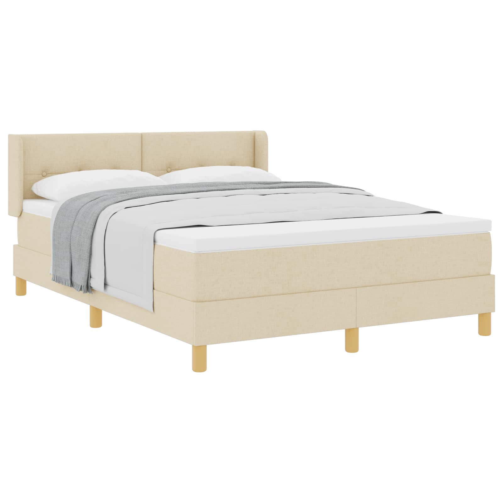 Box spring seng med hovedgrde Creme 200 x 160 cm Stof