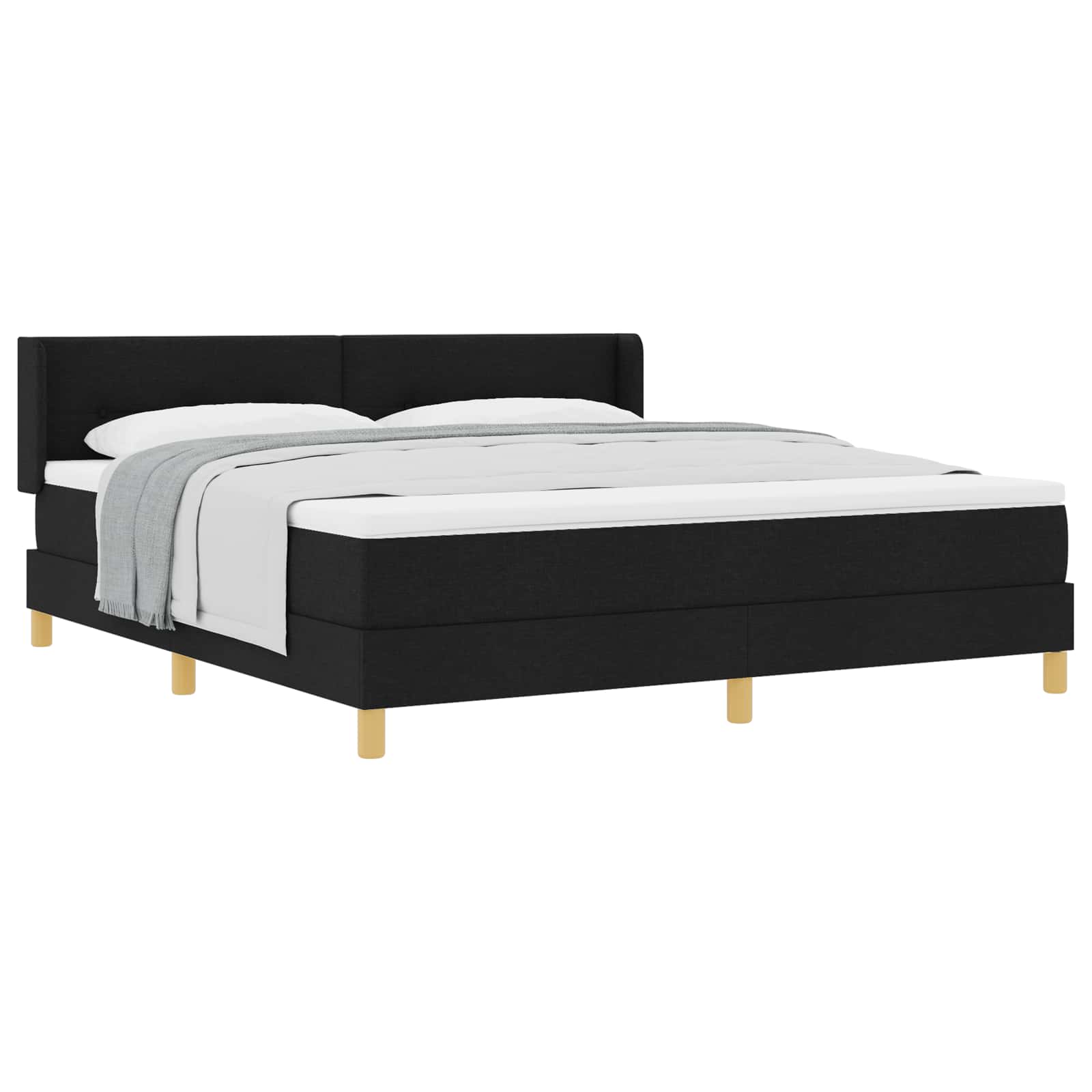 Box Spring Seng Med Hovedgærde Sort 200 X 180 Cm Stof - Vidaxl