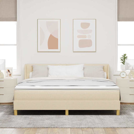 Box spring seng med hovedgærde Creme 200 x 180 cm Stof