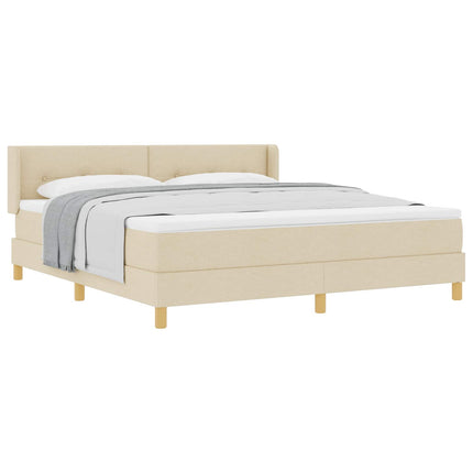 Box spring seng med hovedgærde Creme 200 x 180 cm Stof