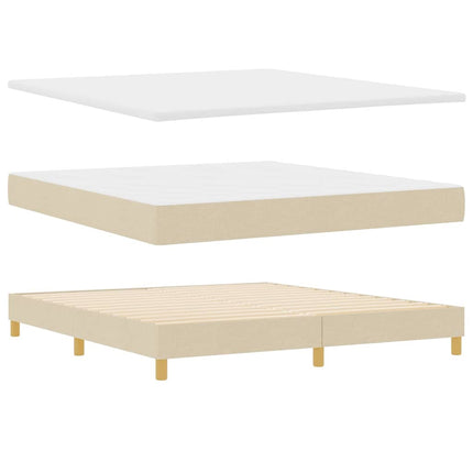 Box spring seng med hovedgærde Creme 200 x 180 cm Stof