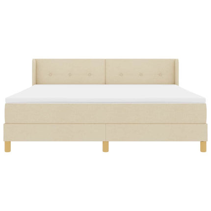 Box spring seng med hovedgærde Creme 200 x 180 cm Stof