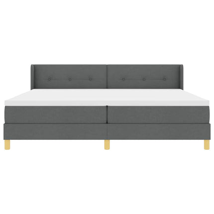 Box spring seng med hovedgærde Mørkegrå 200 x 200 cm Stof