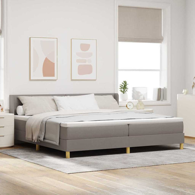 Box spring seng med pude Gråbrun 200 x 200 cm Stof