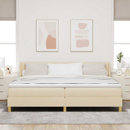 Box spring seng med hovedgærde Creme 200 x 200 cm Stof