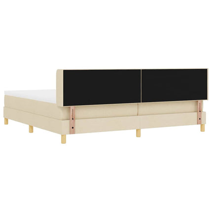 Box spring seng med hovedgærde Creme 200 x 200 cm Stof