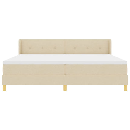 Box spring seng med hovedgærde Creme 200 x 200 cm Stof