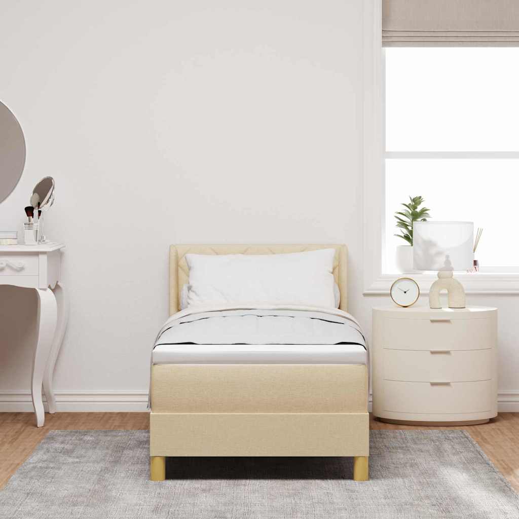 Box spring seng med hovedgrde Creme 200 x 80 cm Stof
