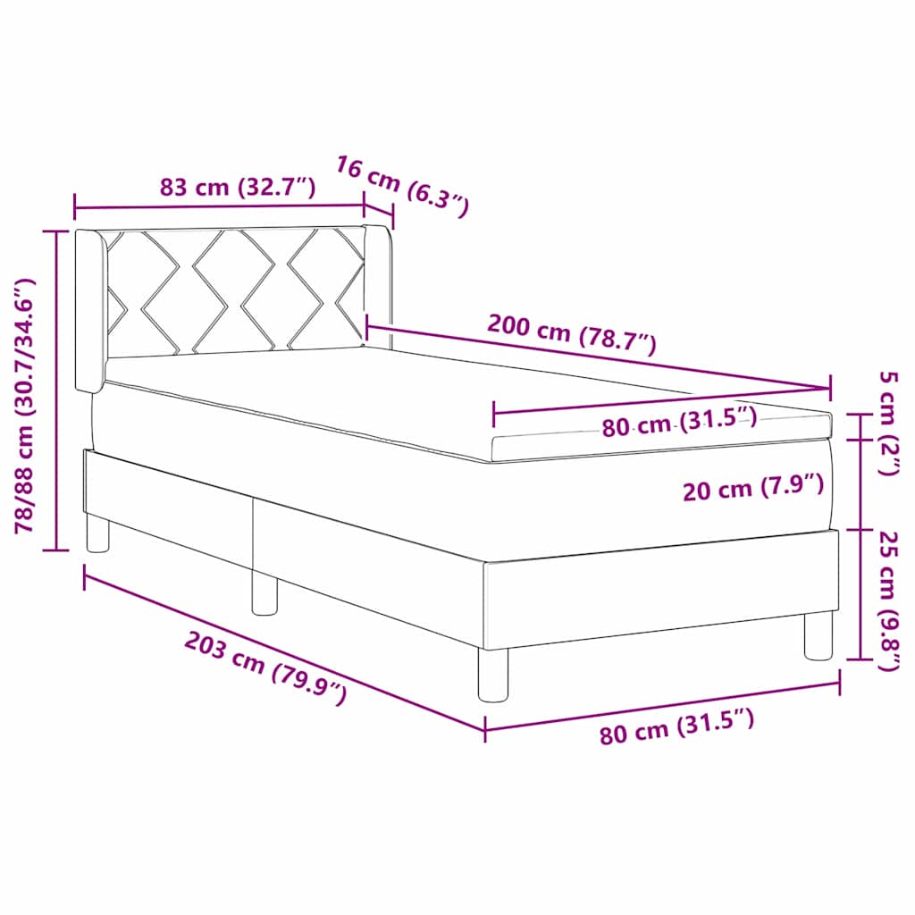 Box spring seng med madras Creme 200 x 80 cm Stof
