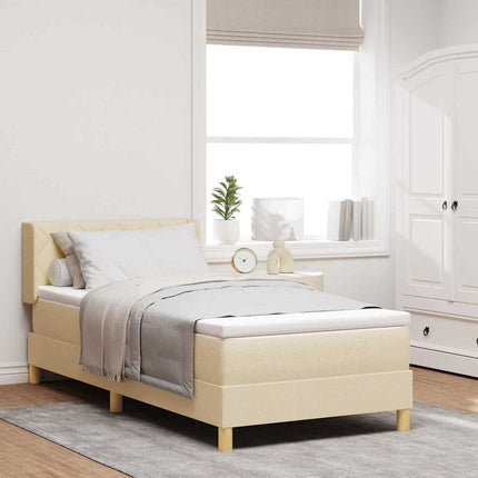 Box spring seng med hovedgærde Creme 190 x 90 cm Stof