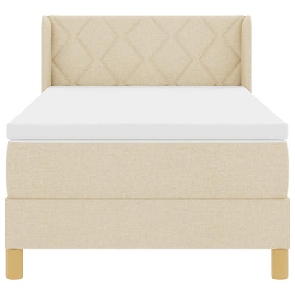 Box spring seng med hovedgærde Creme 190 x 90 cm Stof
