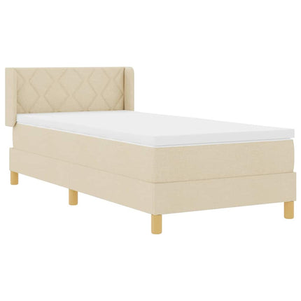 Box spring seng med hovedgærde Creme 200 x 90 cm Stof