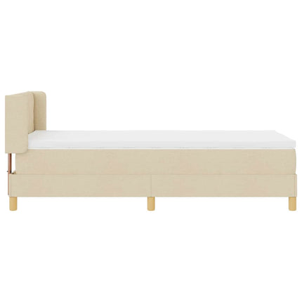 Box spring seng med hovedgærde Creme 200 x 90 cm Stof
