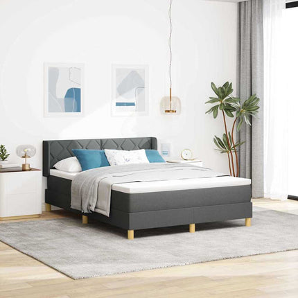 Box spring seng med hovedgærde Mørkegrå 190 x 140 cm Stof