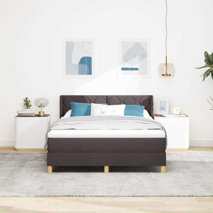 Box spring seng med hovedgærde Mørk Brun 200 x 140 cm Stof