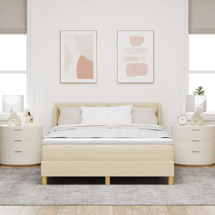 Box spring seng med hovedgærde Creme 200 x 160 cm Stof