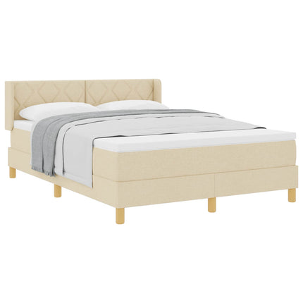 Box spring seng med hovedgærde Creme 200 x 160 cm Stof