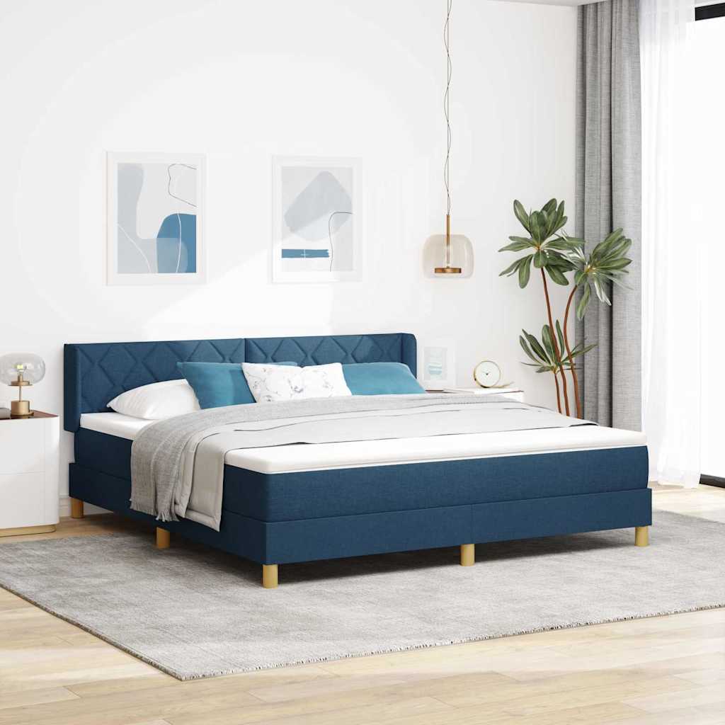Kontinentalseng med hovedgærde 180 x 200 cm - blå stof