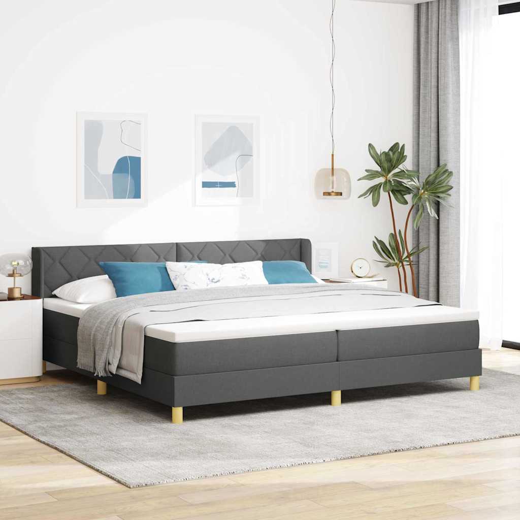 Box spring seng med hovedgrde Mrkegr 200 x 200 cm Stof