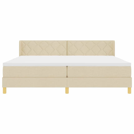 Box spring seng med hovedgærde Creme 200 x 200 cm Stof