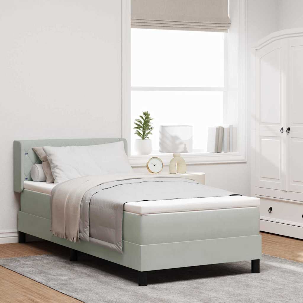 Box spring seng med hovedgærde Lysegrå 190 x 90 cm Fløjl