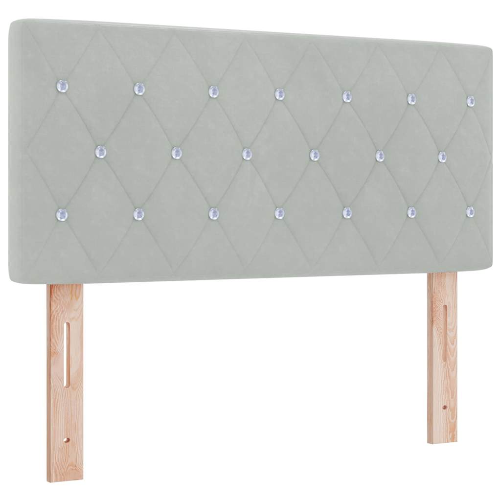 Box spring seng med hovedgærde Lysegrå 190 x 90 cm Fløjl