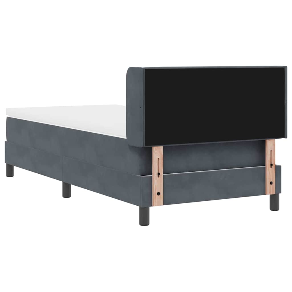 Box spring seng med hovedgærde Mørkegrå 190 x 90 cm Fløjl