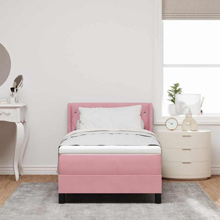 Box spring seng med hovedgærde Lyserød 190 x 90 cm Fløjl