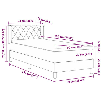 Box spring seng med hovedgærde Lyserød 190 x 90 cm Fløjl