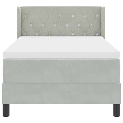 Box spring seng med hovedgærde Lysegrå 200 x 90 cm Fløjl