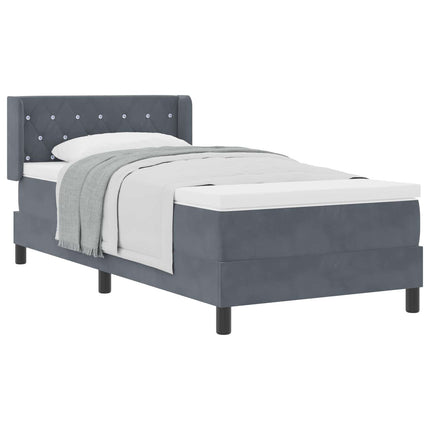 Box spring seng med hovedgærde Mørkegrå 200 x 90 cm Fløjl
