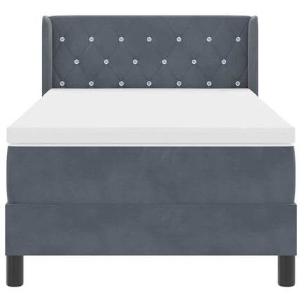 Box spring seng med hovedgærde Mørkegrå 200 x 90 cm Fløjl