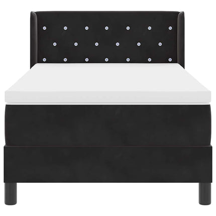 Box spring seng med hovedgærde Sort 200 x 90 cm Fløjl