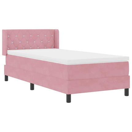 Box spring seng med hovedgærde Lyserød 200 x 90 cm Fløjl