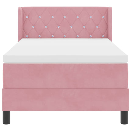Box spring seng med hovedgærde Lyserød 200 x 90 cm Fløjl