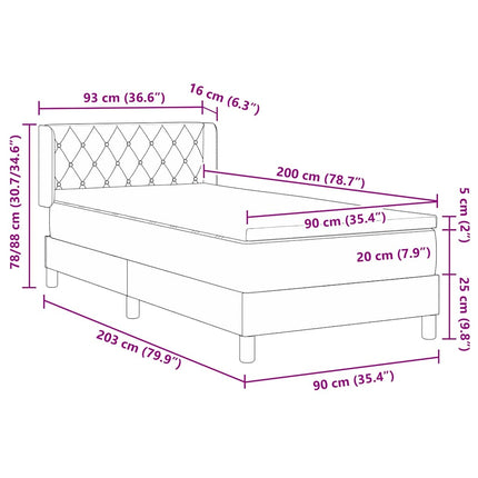 Box spring seng med hovedgærde Lyserød 200 x 90 cm Fløjl