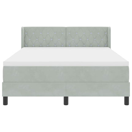 Box spring seng med hovedgærde Lysegrå 190 x 140 cm Fløjl