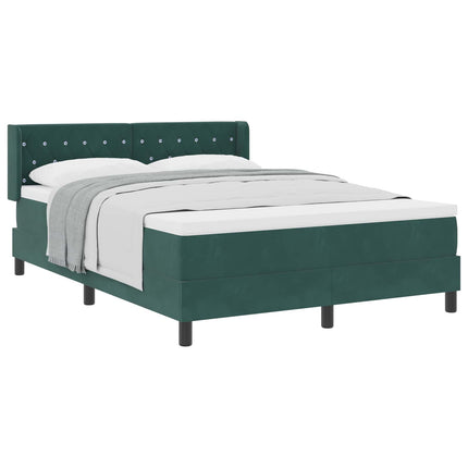 Box spring seng med hovedgærde Mørkegrøn 190 x 140 cm Fløjl