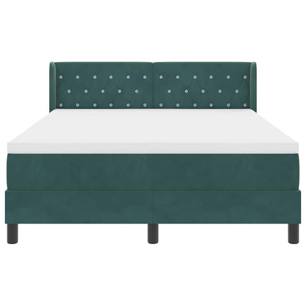 Box spring seng med hovedgærde Mørkegrøn 190 x 140 cm Fløjl