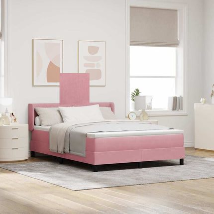 Box spring seng med hovedgærde Lyserød 190 x 140 cm Fløjl