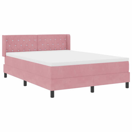 Box spring seng med hovedgærde Lyserød 190 x 140 cm Fløjl